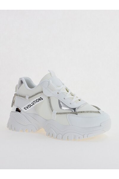 Bello Star Pantofi sport dama cu banda cu pietricele alb (BS231EV2307120)