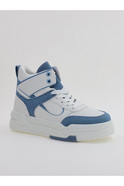 Bello Star Women's high-top sports shoes with thick soles, white and blue (BS...