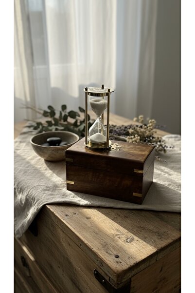 EVLE Ahşap Hediye Kutulu Kum Saati Seti 8.5 cm Altın Renk Ross London Temalı ...