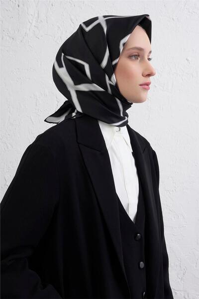 Armine cu imprimeu geometric Eșarfă Pură mătase Twill 9441D 05