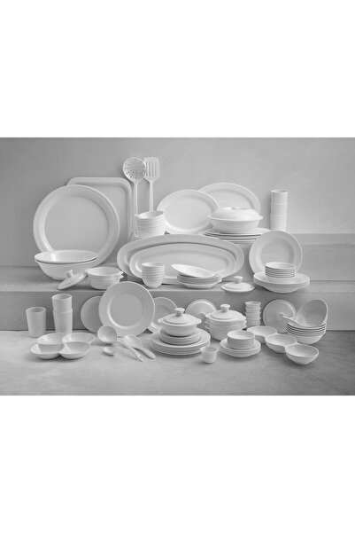 mastergold 110-Piece Luxury Melamine Dinner Set for 6 - White, Break-Resistant, Dishwasher Safe