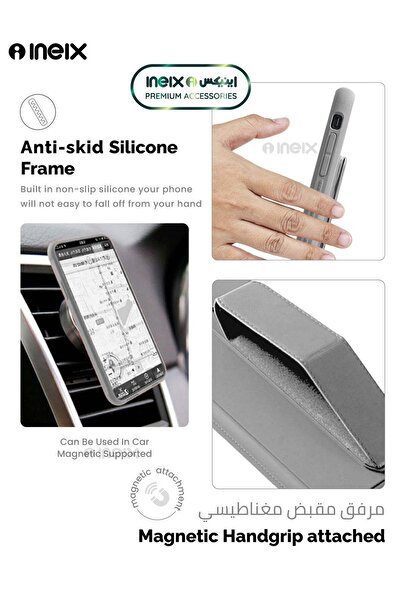 ineix 3-in-1 Magnetic Wrist Strap Hand Grip Stand Cover for Infinix Hot 40i