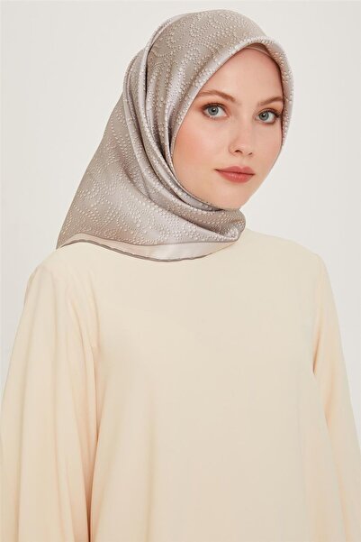 Armine İpek Eşarp 2025 Kış - 9246-02 Açık Gümüş Twill