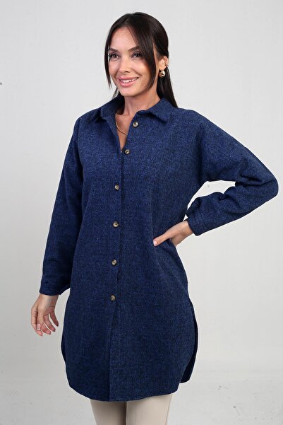 By Saygı Women's Side Slit Gray Tunic Shirt