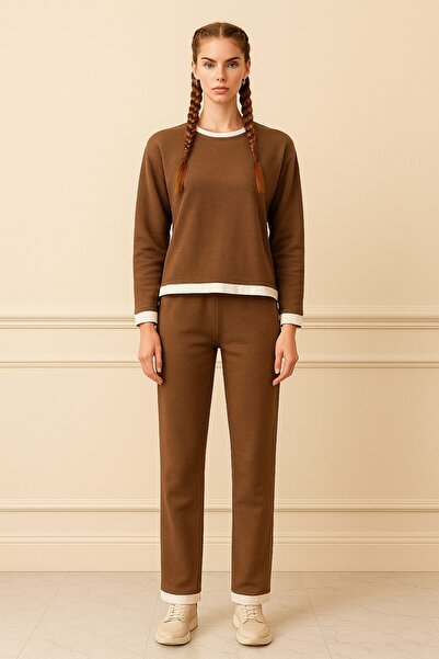 Okçu Triko Striped Patterned Tracksuit Tk 26K74227-Brown-12