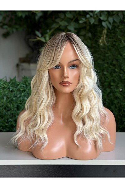 Fenomen Peruk Küllü Köklerden Açık Sarıya Ombreli Uzun Dalgalı Perçemli Peruk...