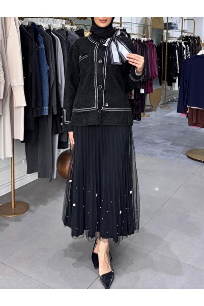 Ghisa Fular Detay Angora Hırka