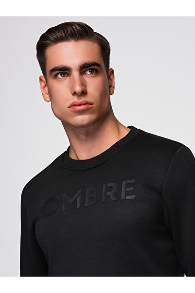 OMBRE Pánská klasická mikina s potiskem - černá V4 B1711