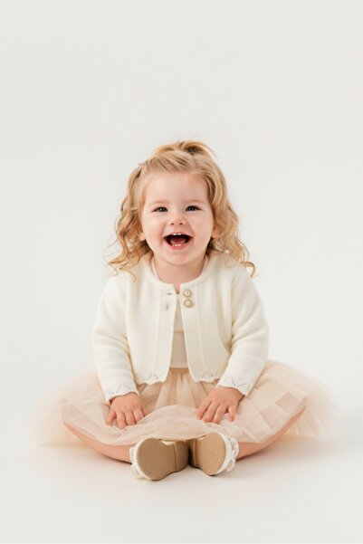 Mnk Baby&Kids Baby Girl Dress with Knitwear Bolero M00772 Cream