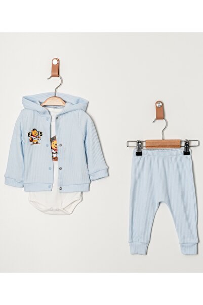 Chicsy Baby Baby Boy Teddy Bear Printed Bodysuits 3-Piece Transitional Set