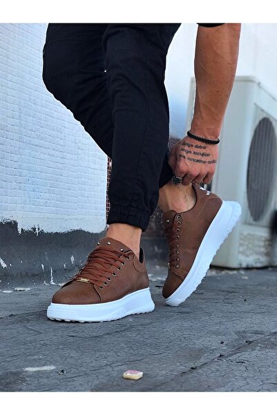 Lucy Shoes Yg501 Men's Casual Lace-Up Leather Sports Sneaker Shoes Cbt - Tan