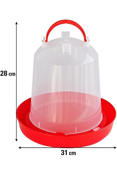 mastergold وعاء بلاستيكي شفاف لسقاية الطيور بسعة 6 لترات مع قاعدة متينة (أحمر، 6 لترات)