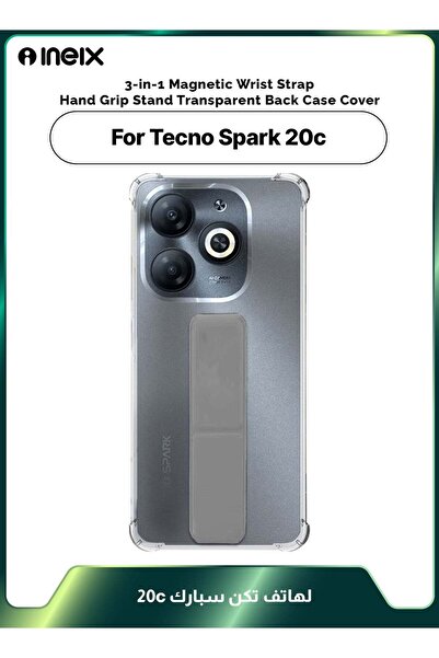 ineix 3-in-1 Magnetic Wrist Strap Hand Grip Stand Cover for Tecno Spark 20c