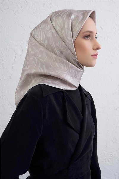 Armine Abstract Patterned Pure Silk Twill Scarf 9431D 85