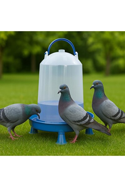mastergold وعاء بلاستيكي لسقاية الطيور سعة 14 لترًا بقاعدة مرتفعة ومقبض قوي - للدجاج والبط والحمام (أزرق)