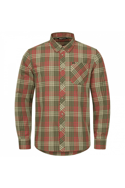 Blaser Λινό πουκάμισο Levin, καφέ-κόκκινο