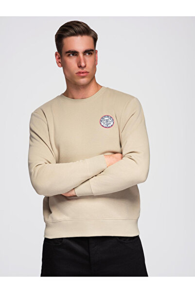 OMBRE Ανδρικό Φούτερ με Κούκλα και Σήμα - Μπεζ V3 B1713