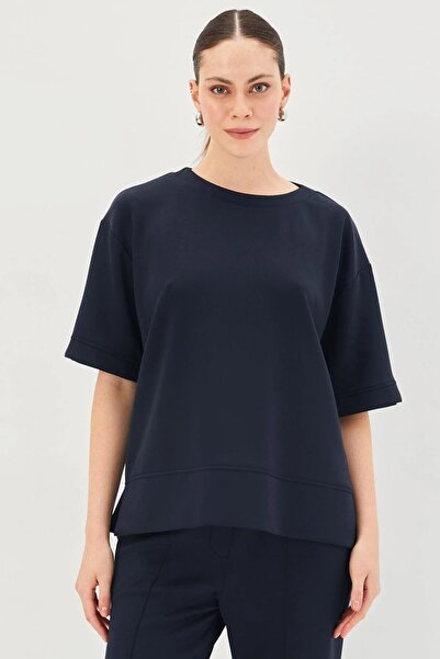 Allyco Black Straight Cut Oversize Knitted T-Shirt
