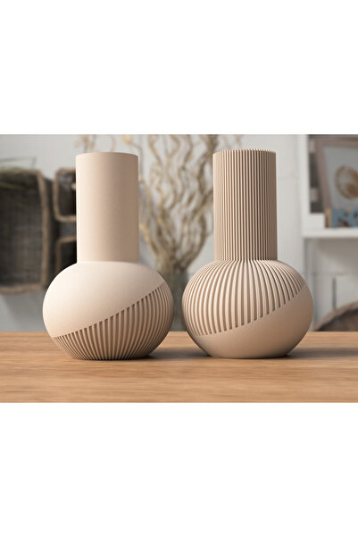 Homentum Solia | Vază decorativă japandi cu textură integral nervurată și fin...