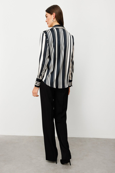 ON Minimalist Striped Oversized Long Sleeve Satin Women's Shirt