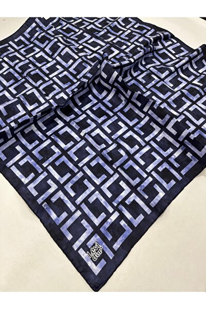 Levidor وشاح حريري تيفيل باللون الأزرق الداكن IST 71760 - 4 نمط مختلط