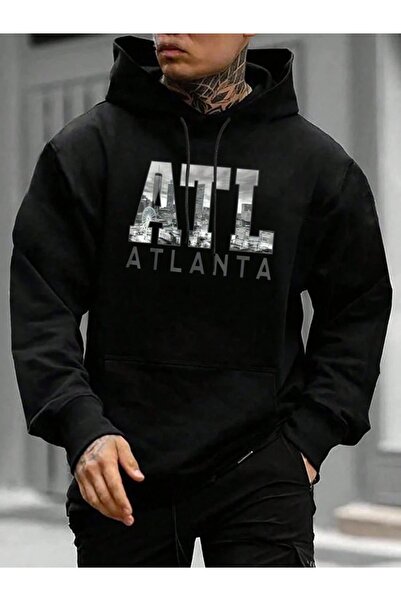 ship master Unisex Vintage ATL Atlanta cu imprimeu cu glugă Swea tricou - Pul...