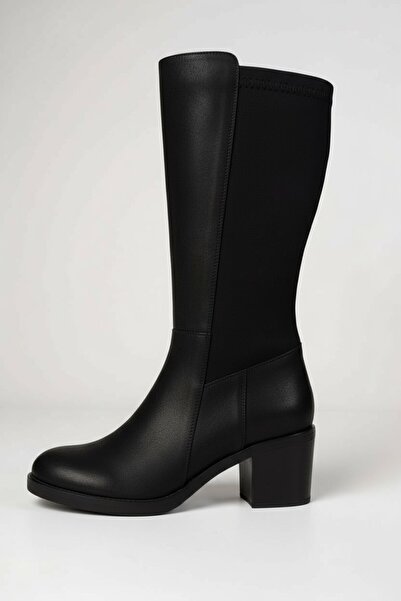VeliKundura Nubuk Black Zippered Stretch Women's Long Pointed Toe Boots