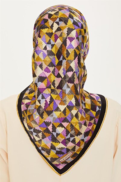 Armine Geometrik Desenli Sura Saf İpek Eşarp 9214D 36