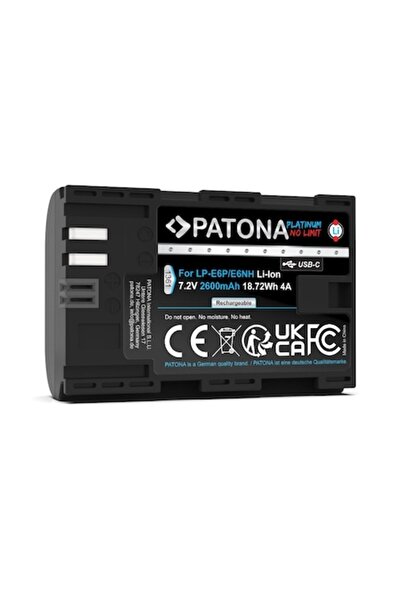 Patona Baterie Platinum LP-E6P/LP-E6NH/LP-E6N USB-C 2600mAh pentru Canon EOS ...