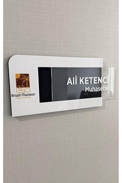 Yönline Kurumsal Logolu Sürgülü Kapı İsimliği Pleksi Değiştirilebilir Kolay K...