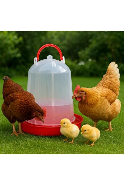 mastergold وعاء بلاستيكي شفاف لسقاية الطيور بسعة 6 لترات مع قاعدة متينة (أحمر، 6 لترات)