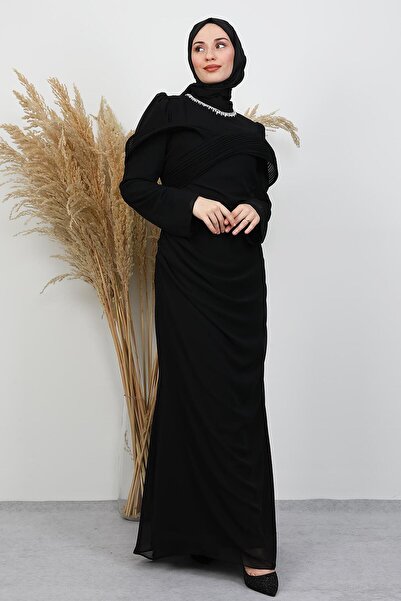 lizatesettür Açangül Şifon Abiye Siyah