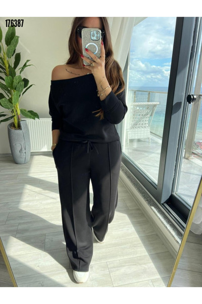 moda wanilia Women's Stylish One Shoulder Open Modal Blouse and Pants Set