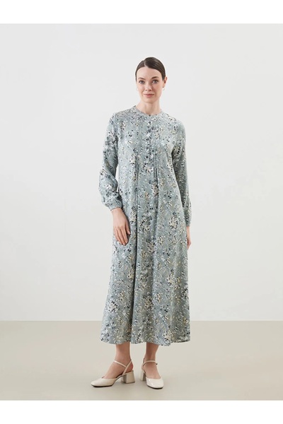 LC Waikiki Lcwaikiki Classic Green Floral Ruffle Dress
