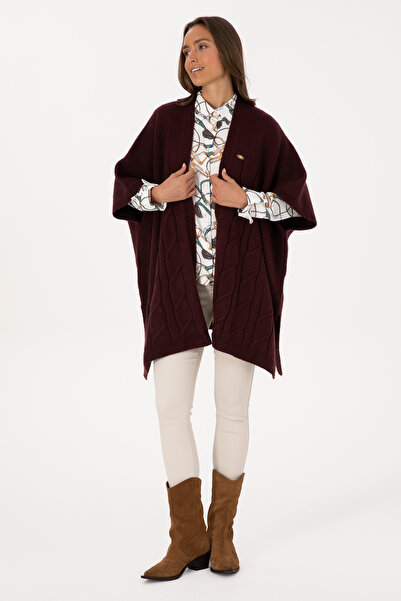 U.S. Polo Assn. Women's Burgundy Knitwear Poncho 50310008-Vr177
