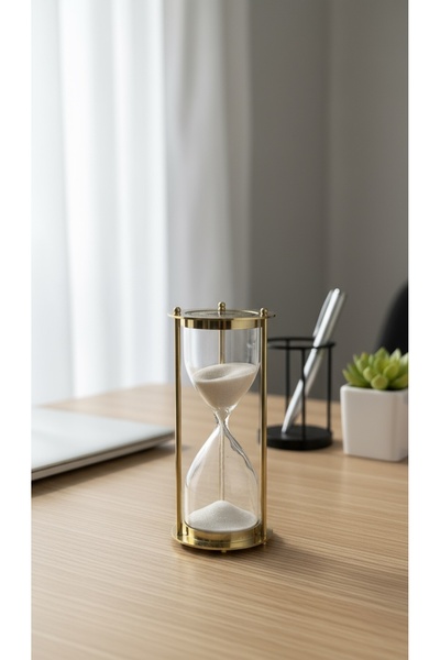 EVLE Altın Rengi Metal Royal Navy Temalı Kum Saati 14 cm Beyaz Kumlu Vintage Lüks Ofis Hediyelik