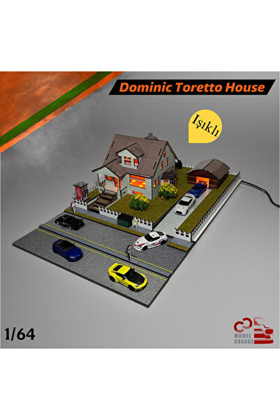 C&C Model Garage Dominic Toretto House 1/64 ölçek IŞIKLI hızlı ve öfkeli dior...