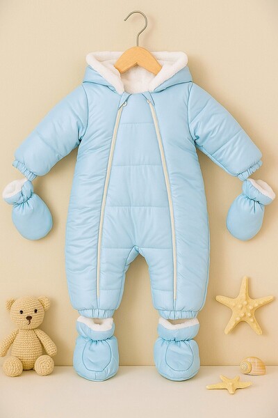 DeKuBaby Yağmur-Soğuk Geçirmez Kapüşonlu Çıkarılabilir Eldiven Ve Patikli Beb...