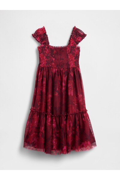 GAP Kız Çocuk Koyu Pembe Tül Midi Elbise