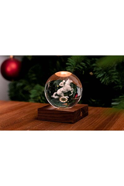 Gingko 3D horse crystal lamp