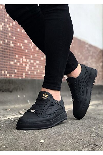 Lucy Shoes Yg505 Men's Casual Lace-Up Leather Sports Sneaker Shoes Cst - Black