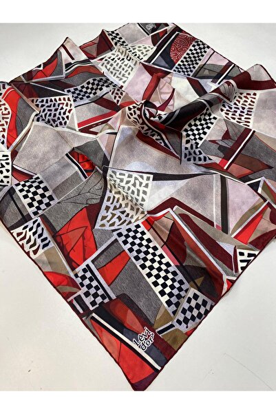 Levidor وشاح حريري تيفيل باللون العنابي IST 91510 - 1 نمط مختلط