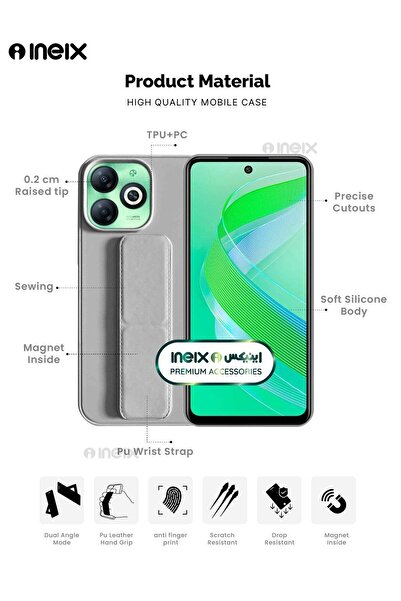 ineix 3-in-1 Magnetic Wrist Strap Hand Grip Stand Cover for Infinix Hot 40i
