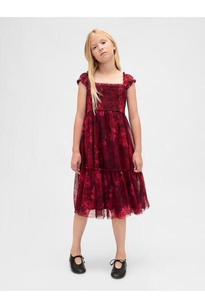 GAP Kız Çocuk Koyu Pembe Tül Midi Elbise