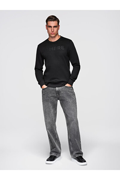 OMBRE Pánská klasická mikina s potiskem - černá V4 B1711