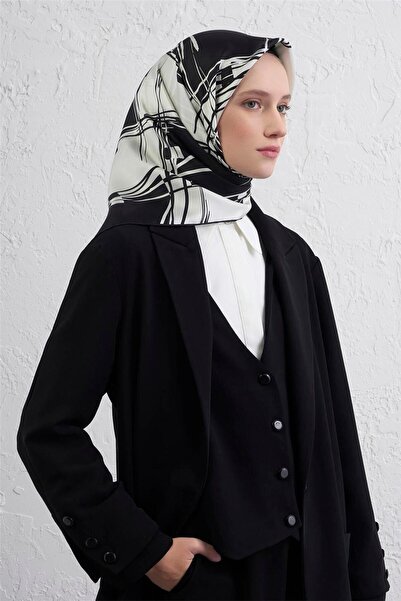 Armine Eșarfă din mătase pură cu model geometric 9442D 01