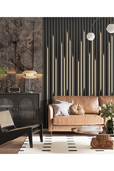 Tasarım Lambiri Panel Görünümlü Led Aydınlatmalı Mermer Desenli Konsept Duvar...