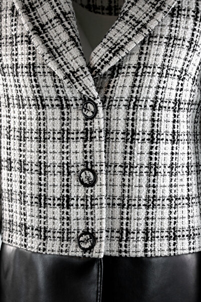 IDYL Two Colored Leather Detail Jacket