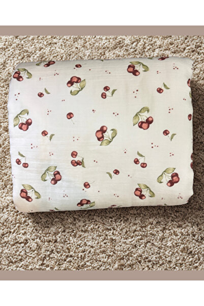 Sunshinebaby Muslin Cotton Cherry Pattern Baby Blankets for Car, Cradle, Pram, Baby Seat - 140*180 (6 Layered)