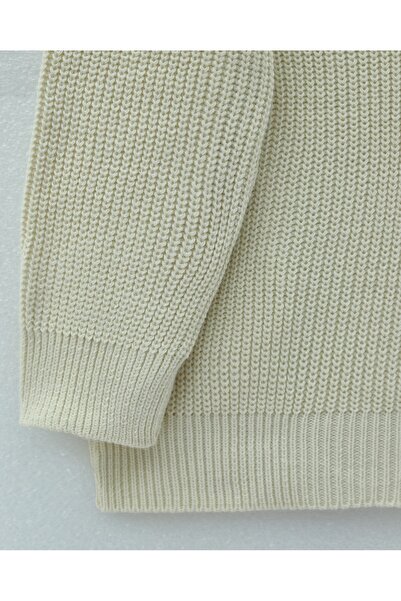 Modamorfo Gold Buttoned Casual Knit Cardigan - Cream